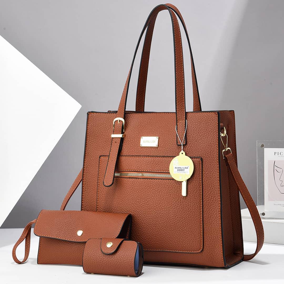 [ ❤EMBRACE THE LATEST TREND 🤩🤩✨ !!! ] 3 IN 1 Classy  Brand New High Quality Stylish and Luxurious Comfortable Ladies Handbag ..Designed With Durability and Functionality ✔👌