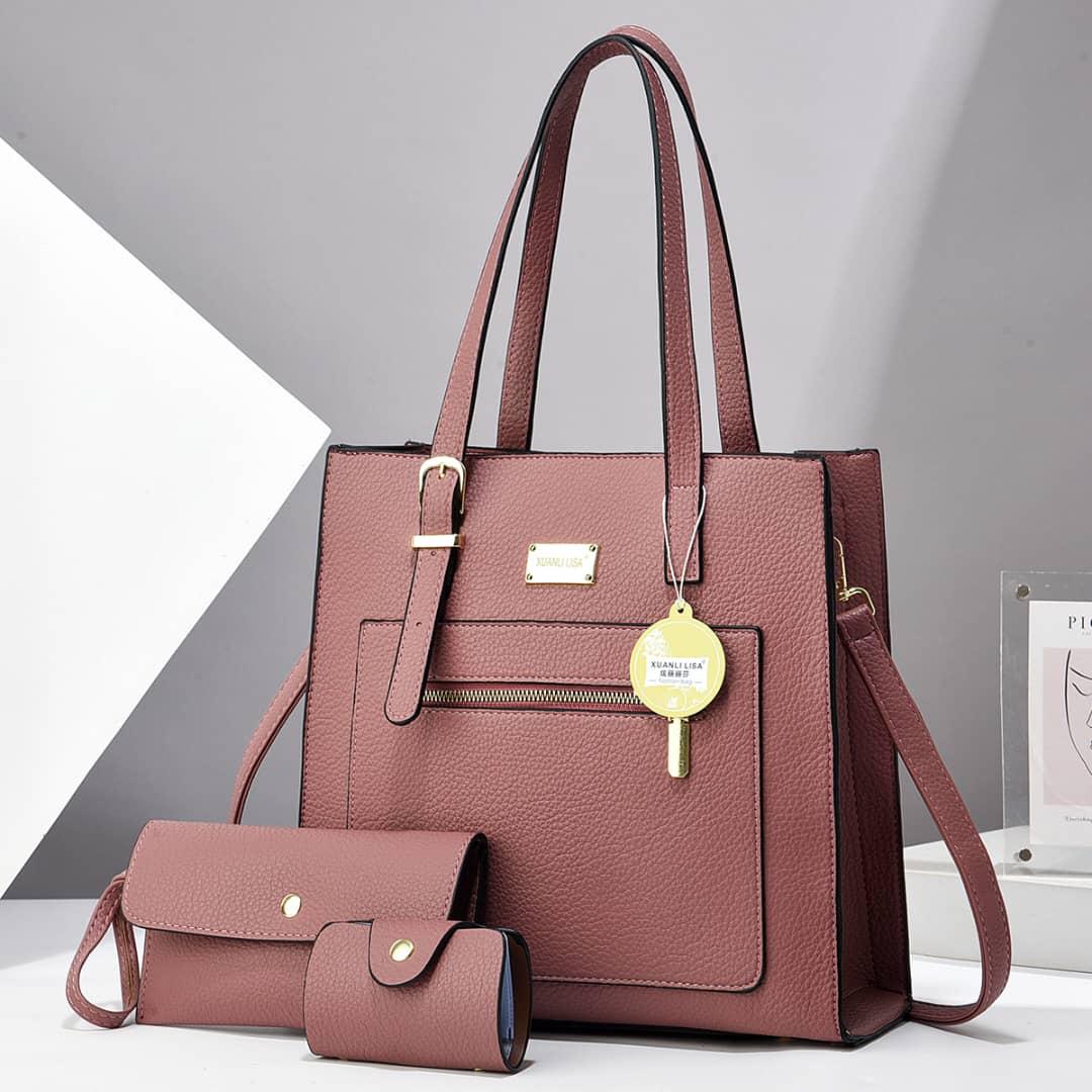 [ ❤EMBRACE THE LATEST TREND 🤩🤩✨ !!! ] 3 IN 1 Classy  Brand New High Quality Stylish and Luxurious Comfortable Ladies Handbag ..Designed With Durability and Functionality ✔👌