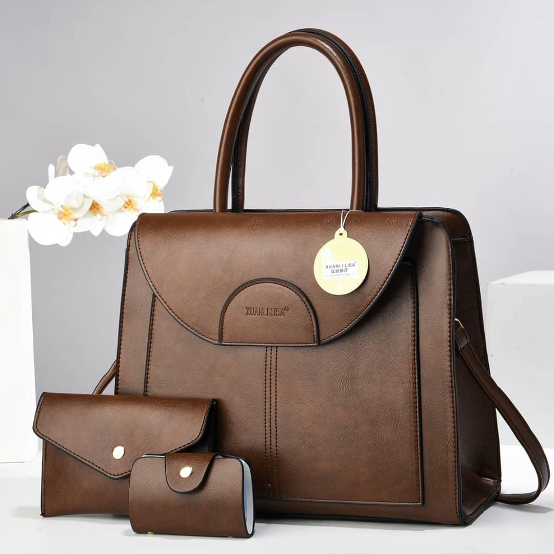 [ ❤EMBRACE THE LATEST TREND 🤩🤩✨ !!! ]  3 IN 1 Brand New High Quality Stylish and Luxurious Comfortable Ladies Handbag ..Designed With Durability and Functionality ✔👌