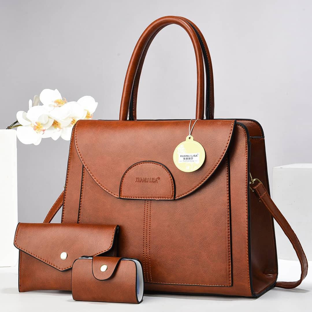 [ ❤EMBRACE THE LATEST TREND 🤩🤩✨ !!! ]  3 IN 1 Brand New High Quality Stylish and Luxurious Comfortable Ladies Handbag ..Designed With Durability and Functionality ✔👌