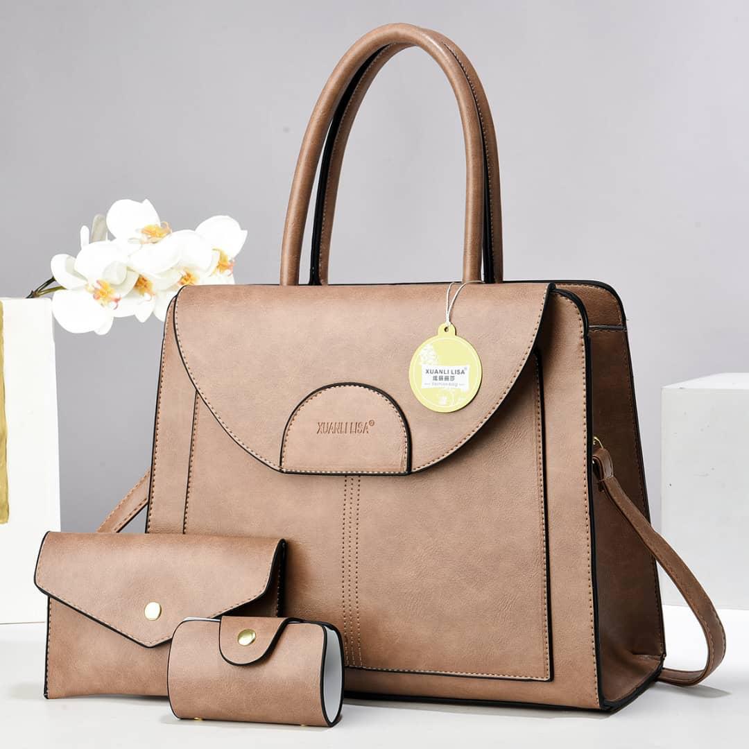 [ ❤EMBRACE THE LATEST TREND 🤩🤩✨ !!! ]  3 IN 1 Brand New High Quality Stylish and Luxurious Comfortable Ladies Handbag ..Designed With Durability and Functionality ✔👌