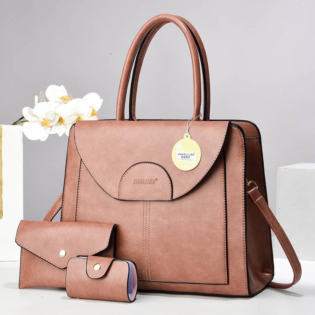 [ ❤EMBRACE THE LATEST TREND 🤩🤩✨ !!! ]  3 IN 1 Brand New High Quality Stylish and Luxurious Comfortable Ladies Handbag ..Designed With Durability and Functionality ✔👌