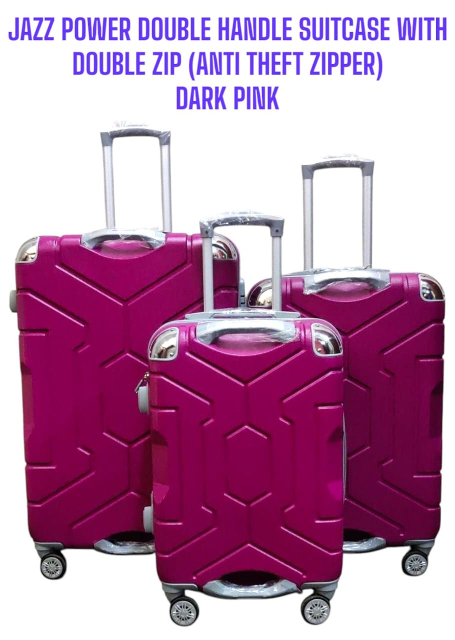 🤑🥑**TRAVEL IN STYLE **🥑🌽 3 IN 1 SIZE; 27 BRAND NEW HIGH QUALITY  LAXURIOUS JAZZ POWER DOUBLE HANDLE FIBER SUITCASE  WITH DOUBLE ZIP..  FOR EASY TRAVELLING....