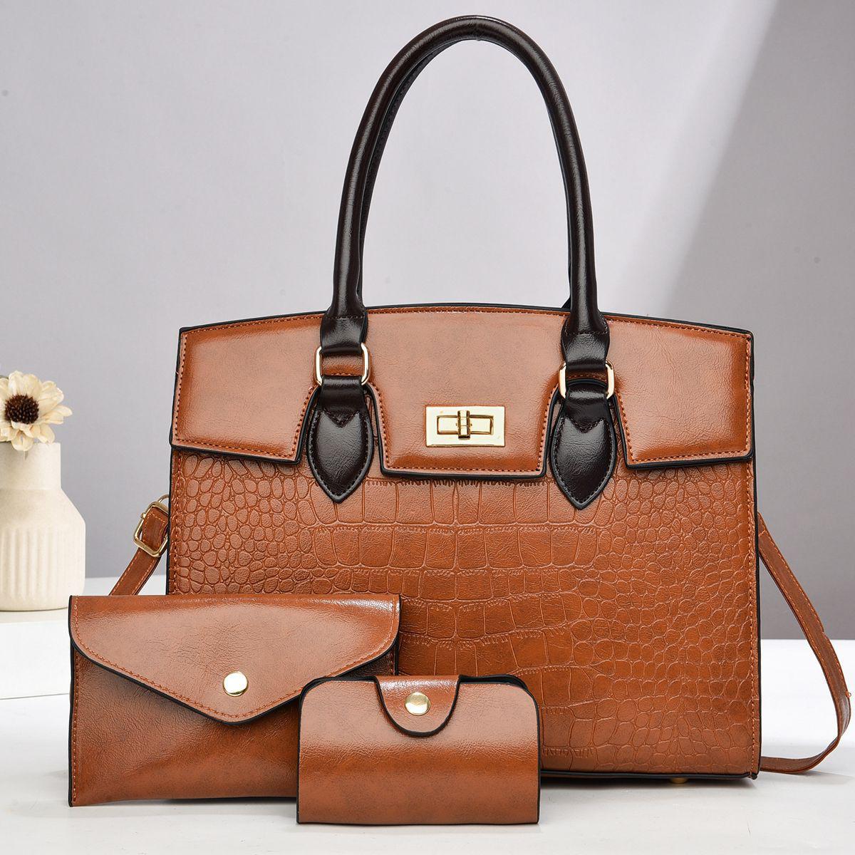 [ ❤🟢 NEW OFFER 🟢🤩🤩✨ !!! ] - 3 IN 1 Brand New High Quality Stylish and Luxurious Comfortable Ladies Handbag ..Designed With Durability and Functionality ✔👌