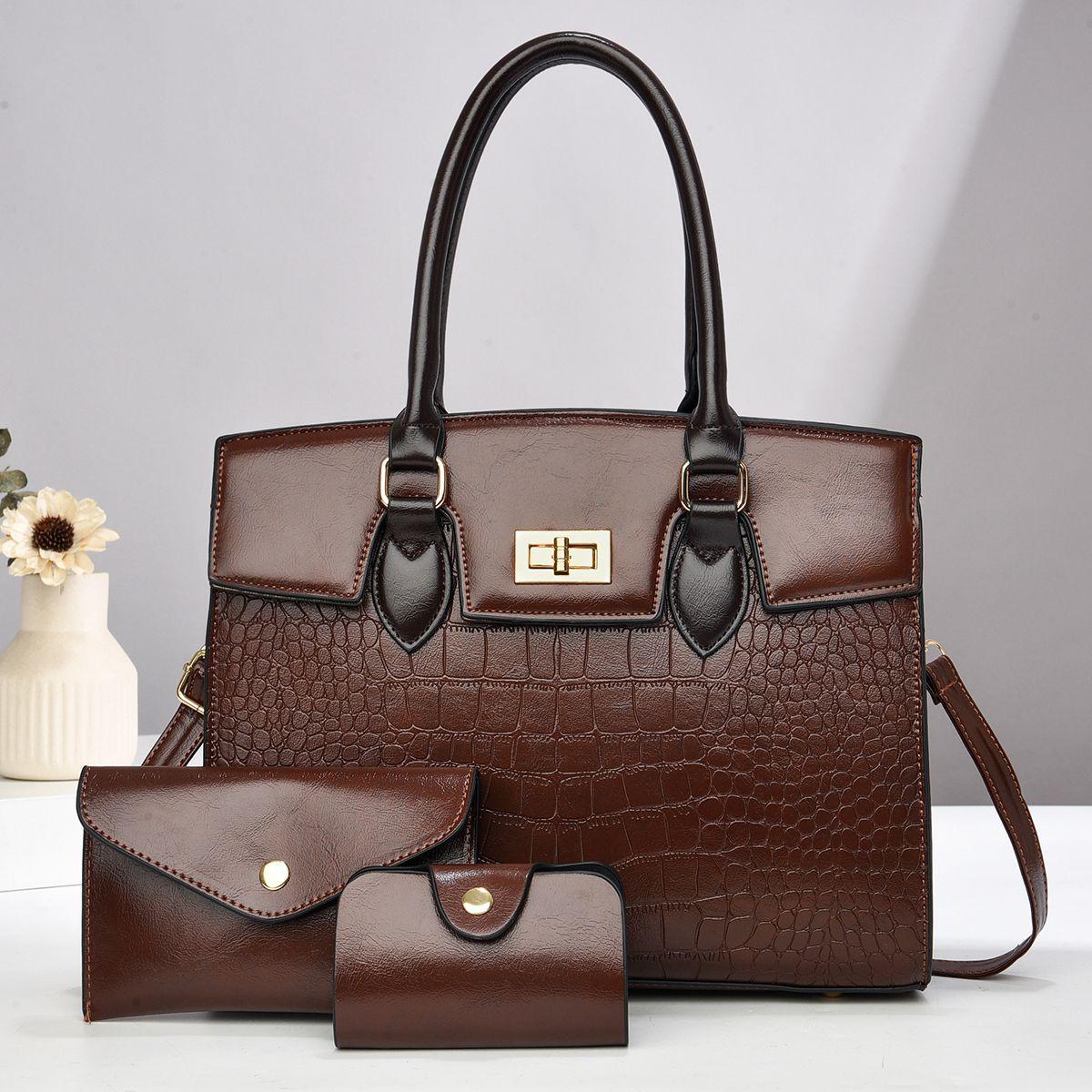 [ ❤🟢 NEW OFFER 🟢🤩🤩✨ !!! ] - 3 IN 1 Brand New High Quality Stylish and Luxurious Comfortable Ladies Handbag ..Designed With Durability and Functionality ✔👌