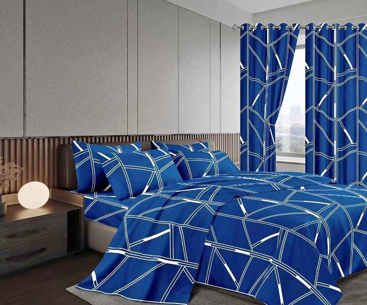 [🔥SPECIAL LIMITED OFFER🔥 🥑🌽!!] 7Pcs Size [ 6 X 6 fts ] Brand new Luxurious & Stylish Curtain duvets ✨1 pc woolen duvet  ✨1 pair ring curta. ✨2 pcs bedsheets ✨2 pcs pillow cases▪️