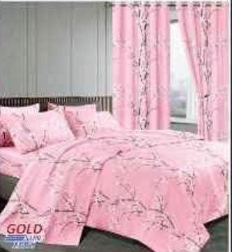 [🔥SPECIAL LIMITED OFFER🔥 🥑🌽!!] 7Pcs Size [ 6 X 6 fts ] Brand new Luxurious & Stylish Curtain duvets ✨1 pc woolen duvet  ✨1 pair ring curta. ✨2 pcs bedsheets ✨2 pcs pillow cases▪️