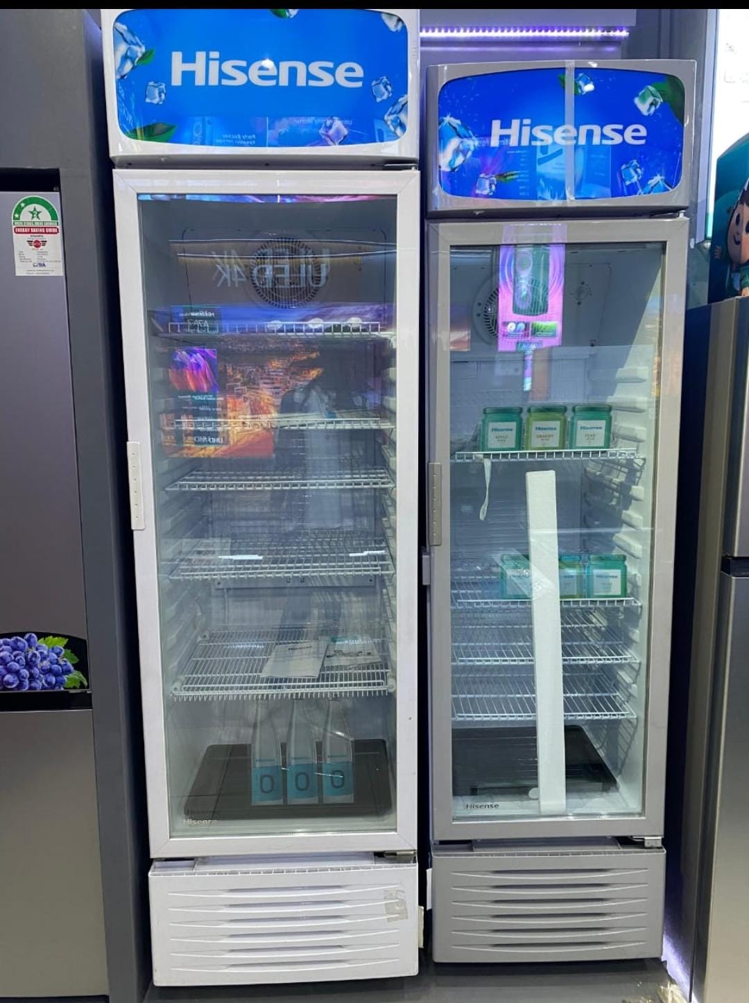 🛍️ DAILY OFFER 🛍️ - 1pc HISENSE 301L Showcase Chiller Fridge Double Door Energy Saving Freezer for Shops, Offices & Home Use