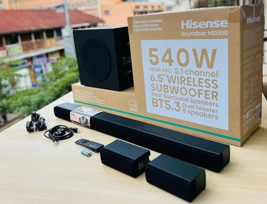 🧨 CLEARANCE OFFER 🧨 - 1pc Hisense Soundbar 5.1 HS5100 540W LED Multimedia Speaker System with Wireless Subwoofer & Dolby Audio