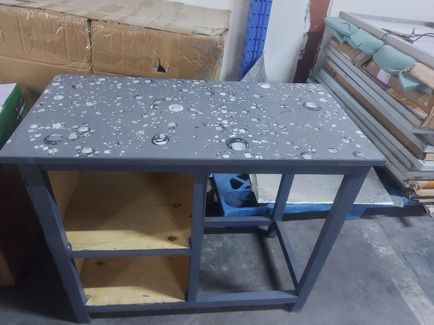 kitchen nice vanished marble kitchen table  with shelves, buble gray in colour