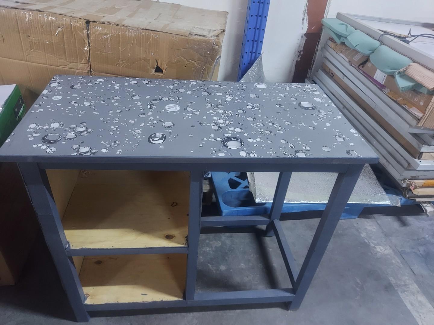 kitchen nice vanished marble kitchen table  with shelves, buble gray in colour