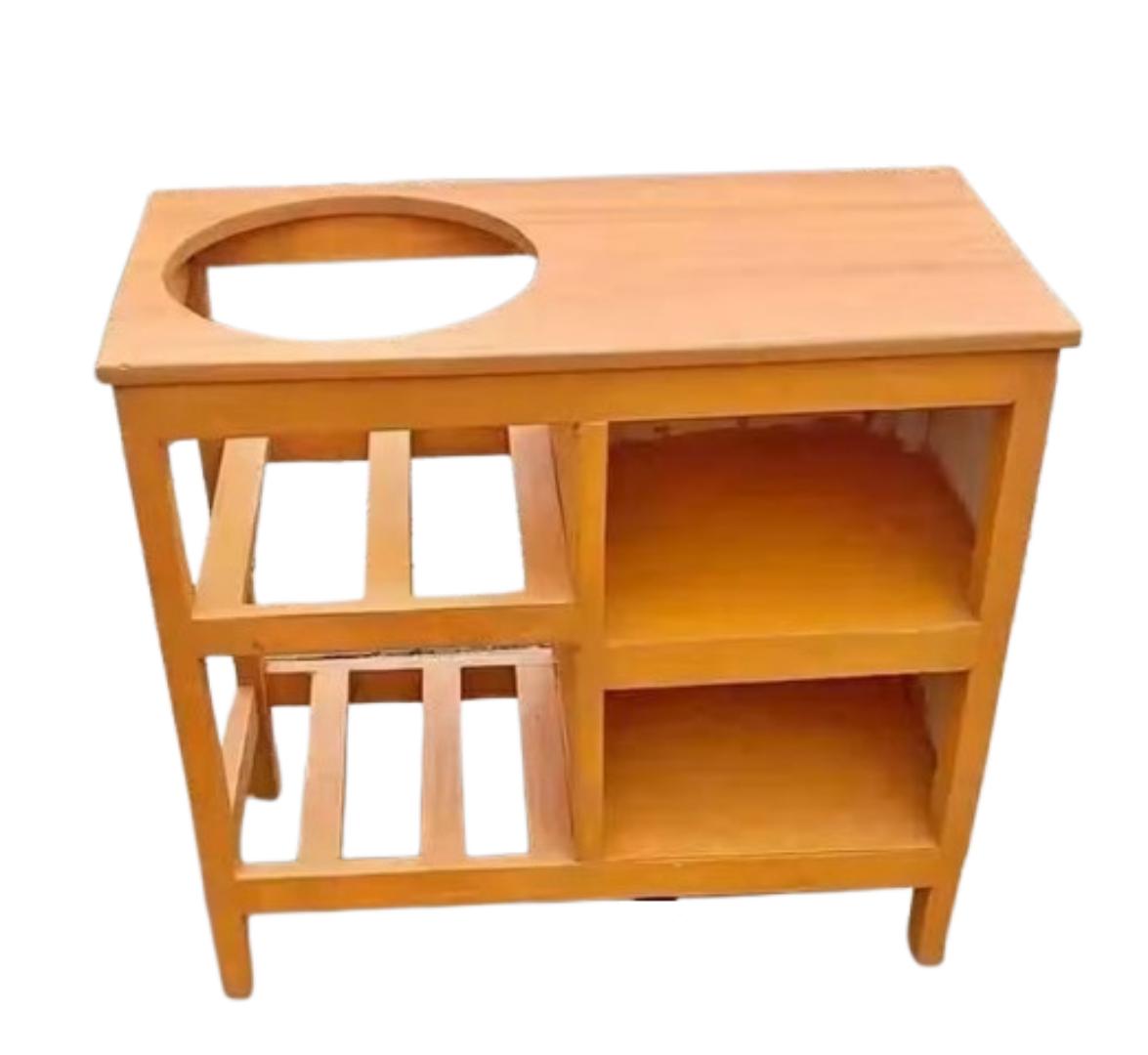 Modern Wooden Kitchen Table: Strong Classic Design With Built-in Storage Racks. Supports Up to 6kg Cooking Meko. Durable Wooden Construction Perfect for Kitchens, Dining Areas & Food Prep