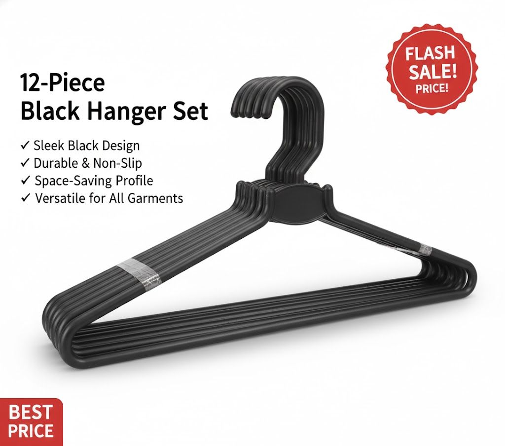 Heavy Duty Clothes Hangers 12 Pcs Grey  Non-Slip Durable Clothes Hangers for Wardrobe Organization Heavy Duty Plastic Jacket Hangers - Durable & Space-Saving