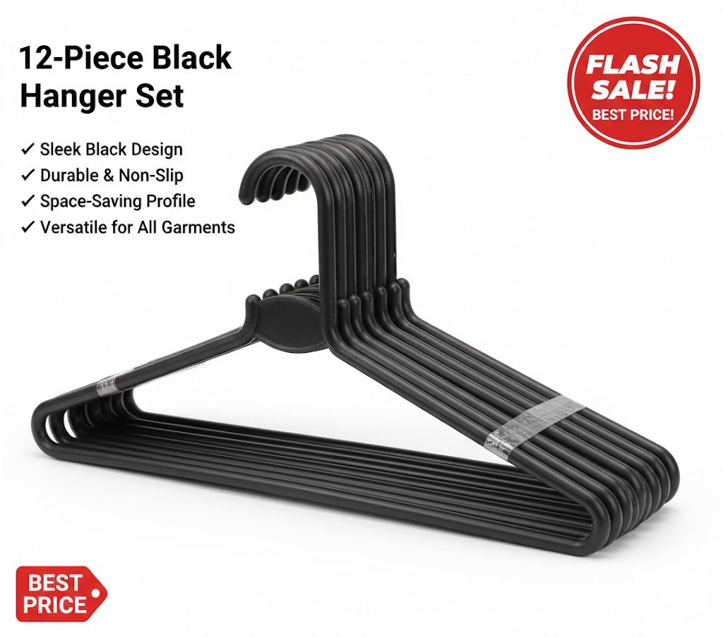 Heavy Duty Clothes Hangers 12 Pcs Grey  Non-Slip Durable Clothes Hangers for Wardrobe Organization Heavy Duty Plastic Jacket Hangers - Durable & Space-Saving