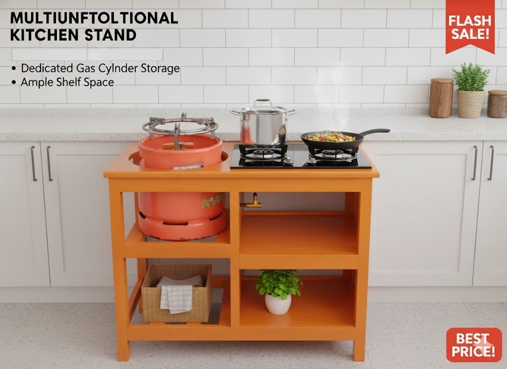 Modern Wooden Kitchen Table: Strong Classic Design With Built-in Storage Racks. Supports Up to 6kg Cooking Meko. Durable Wooden Construction Perfect for Kitchens, Dining Areas & Food Prep