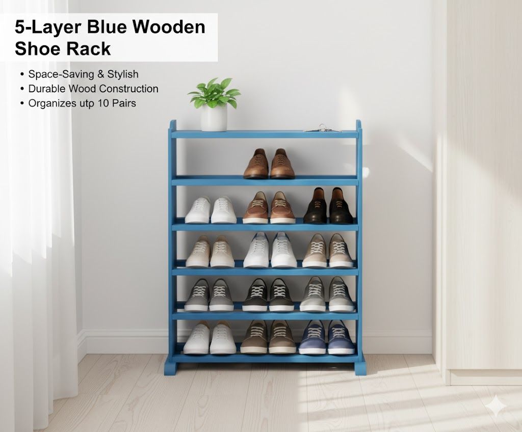 (Offer Price) 5-Layer Wooden Shoe Rack  Economical Shoe Shelf with  Multi-Layer Assembly Cabinet for apartments, and small spaces