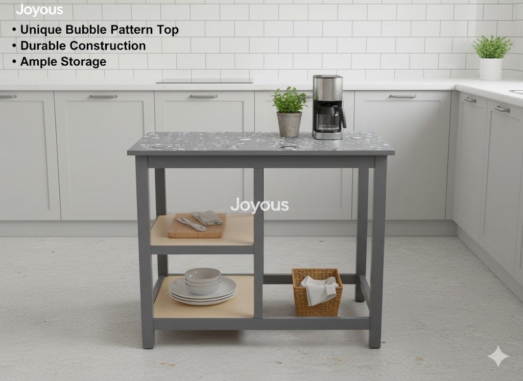 Kitchen Table with Shelves Bubble Gray Vanished Unique Bubble Effect Design | Modern Kitchen table with Storage
