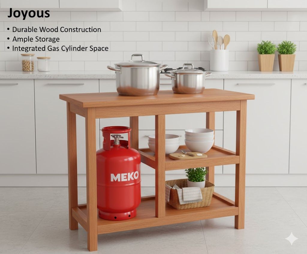 Modern Kitchen Table suitable for 6KG cooking Meko with Storage Racks | Heavy-Duty suitable for 6KG cooking Meko | Strong Kitchen Organizer with Shelves