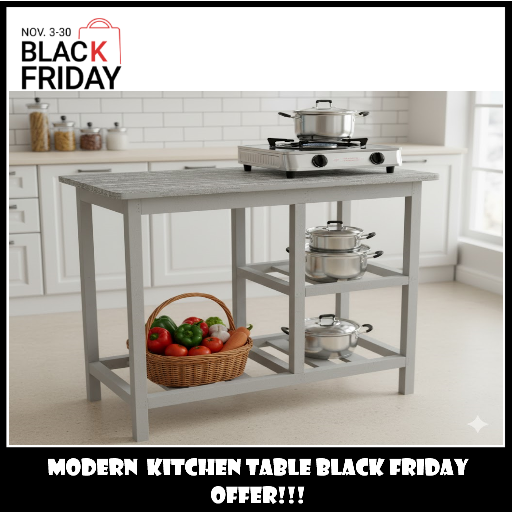 Modern  Kitchen Table Wooden Strong Kitchen Table With Racks Strong and Classic Suitable for 6kg Cooking Meko.as Picture