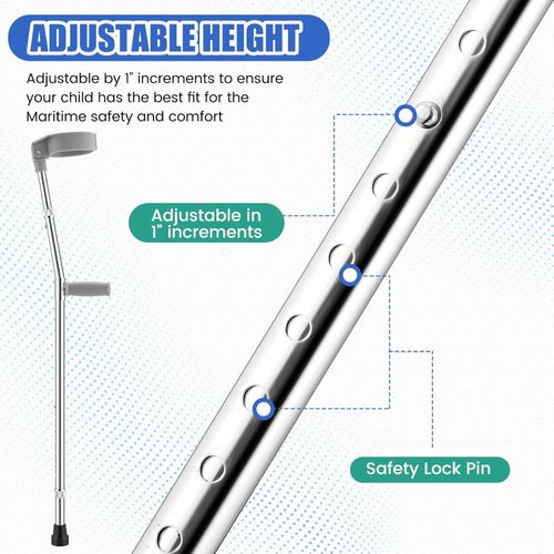 1 Pair Forearm/elbow Crutches for Adults Aluminum Adult Crutches Gray Adjustable Crutches for Men Women, 300 Lb. Weight Capacity, Height Adjustment