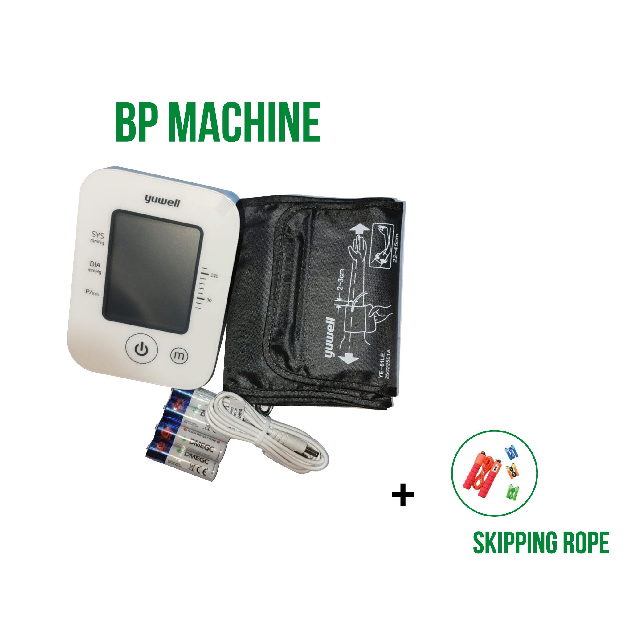 Digital Arm Blood Pressure Monitor/ BP Measuring Machine + a skipping rope
