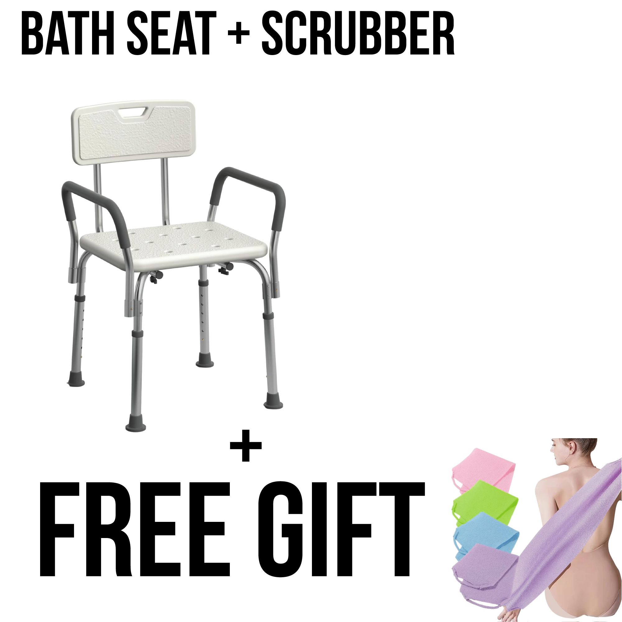 Shower Chair With Back & Padded Arms plus plus free scrubber