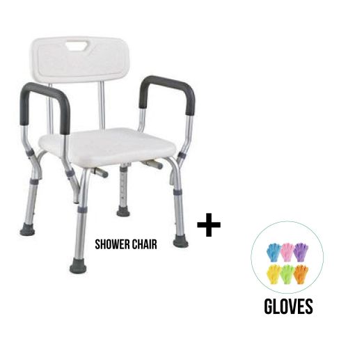 Shower Chair With Back & Padded Arms – Adjustable Height with bathing gloves
Shower Chair With Back & Padded Arms – Adjustable Height with bathing gloves
shower chair + bathing gloves
Shower Chair Wit