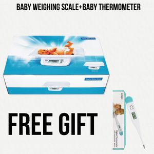 Baby weighing scale digital + digital thermometer, Max Capacity 100 kg,Min Capacity 10 gm This scale is great for babies and toddlers. 
Baby weighing scale digital + digital thermometer
