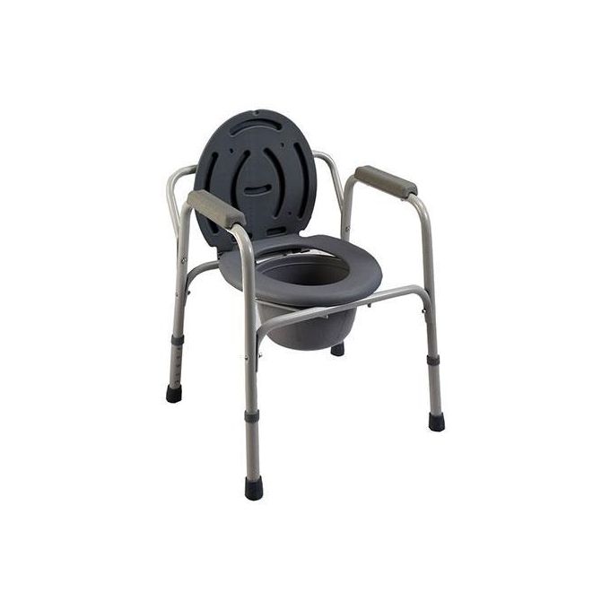 Folding Steel Commode Toilet Chair with Durable Plastic Armrests for Elderly, Disabled, and Homecare Use. Heavy-Duty Folding Steel Commode Toilet Chair with Comfortable Plastic Armrests and Stable Fra