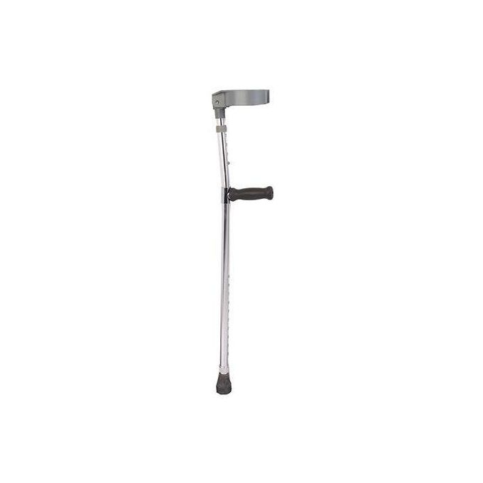 THE ADORNED ADJUSTABLE ELBOW CRUTCH / AN ADJUSTABLE FOREARM CRUTCH, AN ELBOW SUPPORT CRUTCH, OR A FOREARM MOBILITY AID. IT MAY BE DESCRIBED AS A HEIGHT-ADJUSTABLE ARM CRUTCH