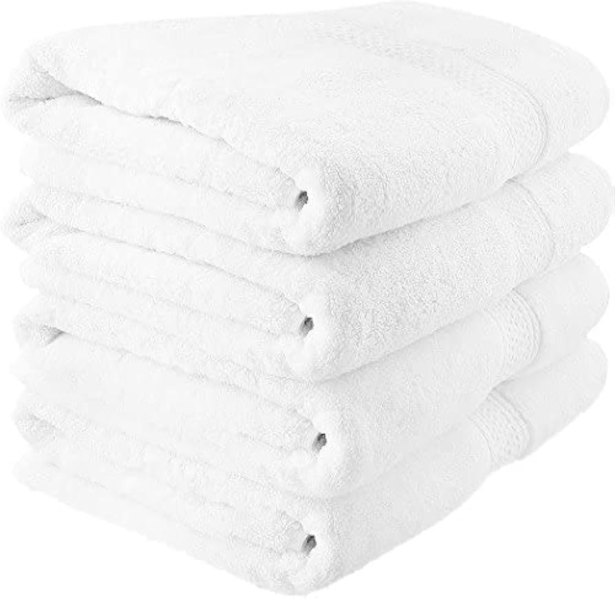 FAMILY SIZE PREMIUM COTTON BATH TOWEL SET.100 PERCENT PURE COTTON FAMILY BATH TOWELS.PREMIUM QUALITY WHITE COTTON BATH TOWEL PACK.SOFT ABSORBENT FAMILY PACK BATH TOWELS.