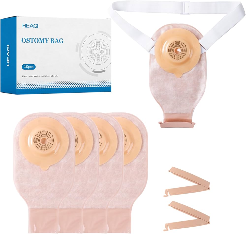 10 PIECE COLOSTOMY POUCH SET.COLOSTOMY CARE BAG PACK OF 10.TEN COUNT OSTOMY COLLECTION BAGS.DISPOSABLE COLOSTOMY POUCHES – 10 PCS.COLOSTOMY DRAINAGE BAG SET (10 UNITS). MEDICAL GRADE COLOSTOMY BAG PAC