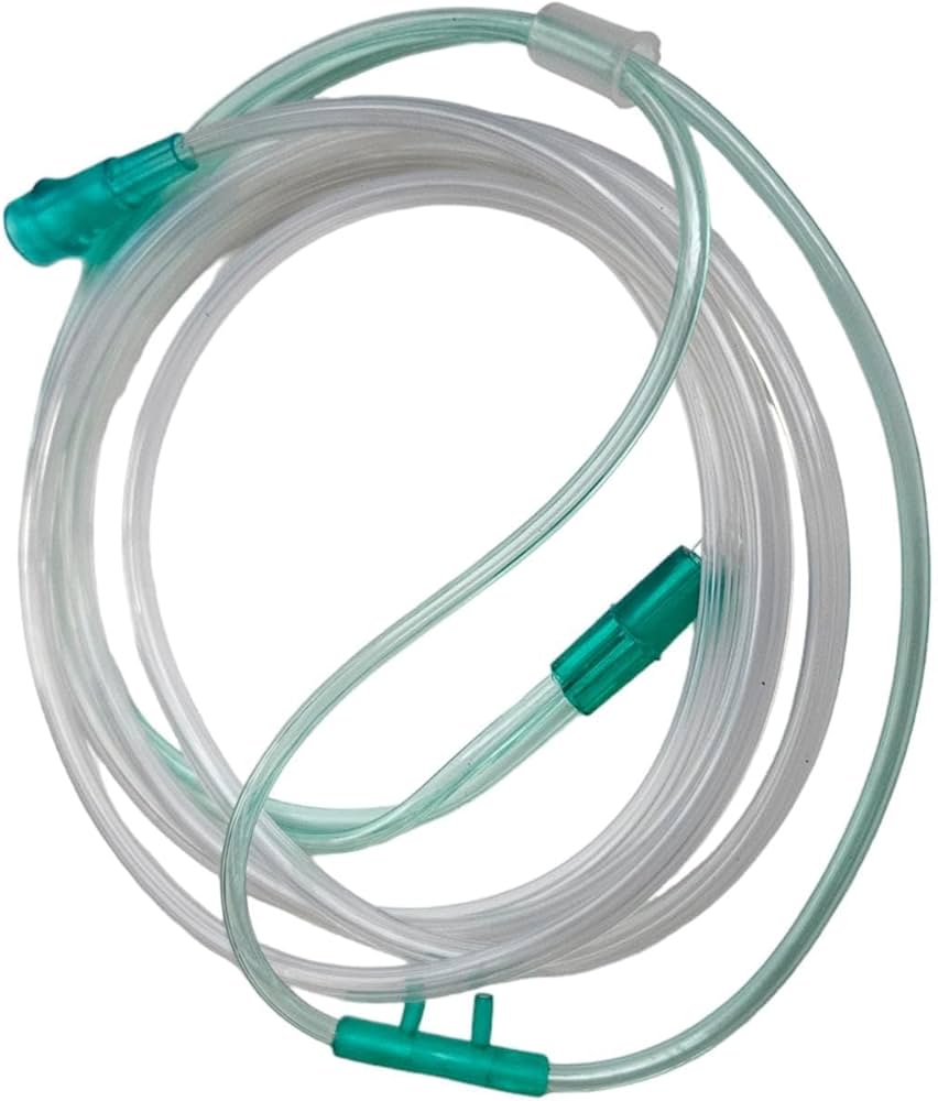OXYGEN NASAL CANNULA WITH SUPPLY TUBING. NASAL OXYGEN DELIVERY PRONGS.OXYGEN ADMINISTRATION NASAL PRONG SET.MEDICAL NASAL OXYGEN CANNULA SYSTEM.PATIENT OXYGEN NASAL DELIVERY TUBING.LOW FLOW NASAL OXYG