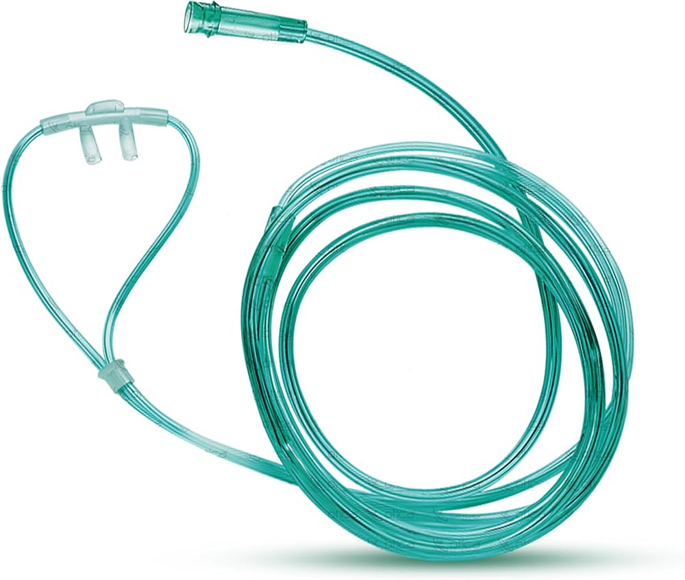 OXYGEN NASAL CANNULA WITH SUPPLY TUBING. NASAL OXYGEN DELIVERY PRONGS.OXYGEN ADMINISTRATION NASAL PRONG SET.MEDICAL NASAL OXYGEN CANNULA SYSTEM.PATIENT OXYGEN NASAL DELIVERY TUBING.LOW FLOW NASAL OXYG