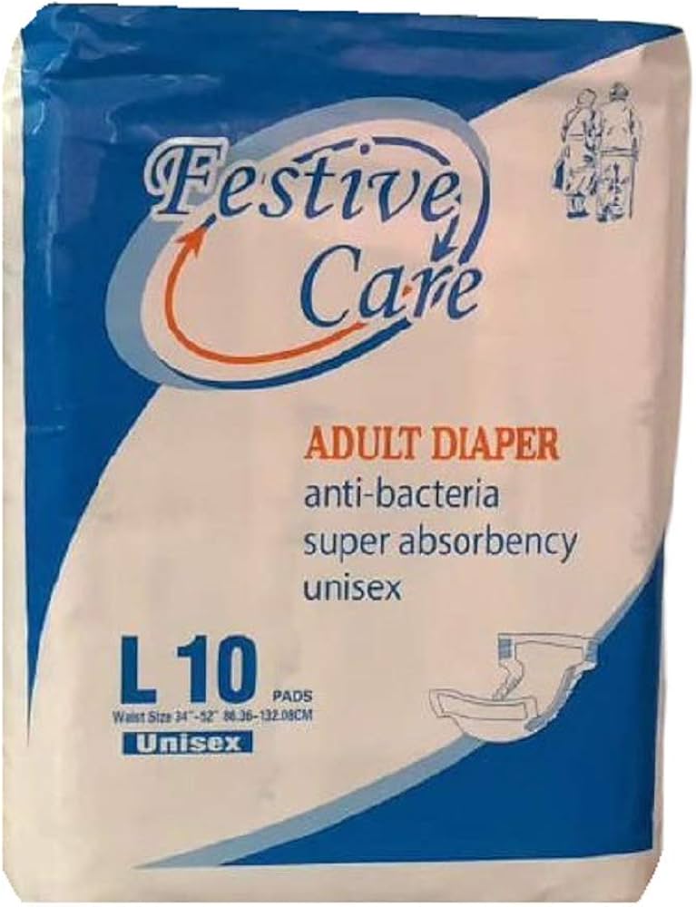 FESTIVE CARE ADULT DIAPER ULTRA – X-LARGE (PACK OF 10). ADULT INCONTINENCE DIAPER, DISPOSABLE ADULT NAPPY, OR ADULT PROTECTIVE UNDERWEAR,