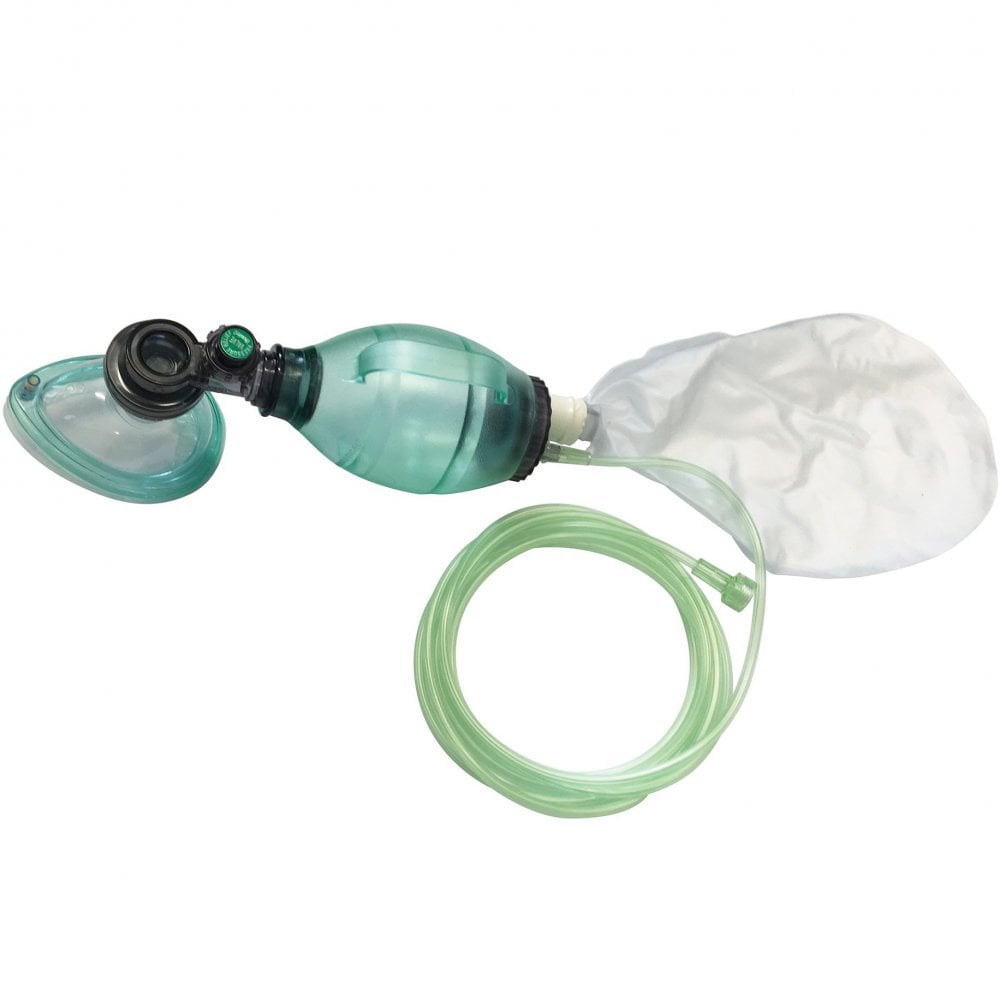 A PAEDIATRIC AMBU BAG. A PAEDIATRIC MANUAL RESUSCITATOR, CHILD RESUSCITATION BAG, OR PAEDIATRIC BAG-VALVE-MASK (BVM), PARTICULARLY IN MEDICAL, EMERGENCY, AND CLINICAL SETTINGS.