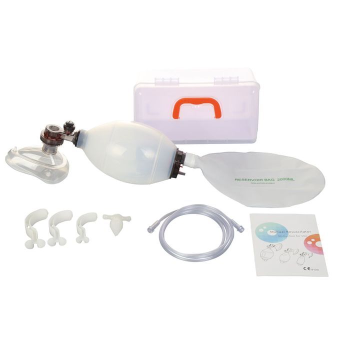 A PAEDIATRIC AMBU BAG. A PAEDIATRIC MANUAL RESUSCITATOR, CHILD RESUSCITATION BAG, OR PAEDIATRIC BAG-VALVE-MASK (BVM), PARTICULARLY IN MEDICAL, EMERGENCY, AND CLINICAL SETTINGS.