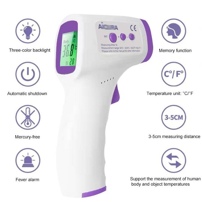 Medical Digital Infrared Thermometer Handheld Portable Forehead Body Baby Adult Non Contact High Precision Quick Temperature Measurement Electronic Household Thermometers Thermogun Laser