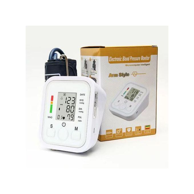 Electronic Digital Arm BP Blood Pressure Monitor Machine Heartbeat Pulse Meter Test Sphygmomanometer + USB cable/ Electronic Digital Arm BP Blood Pressure Monitor Machine Heartbeat Pulse Meter Test Sp