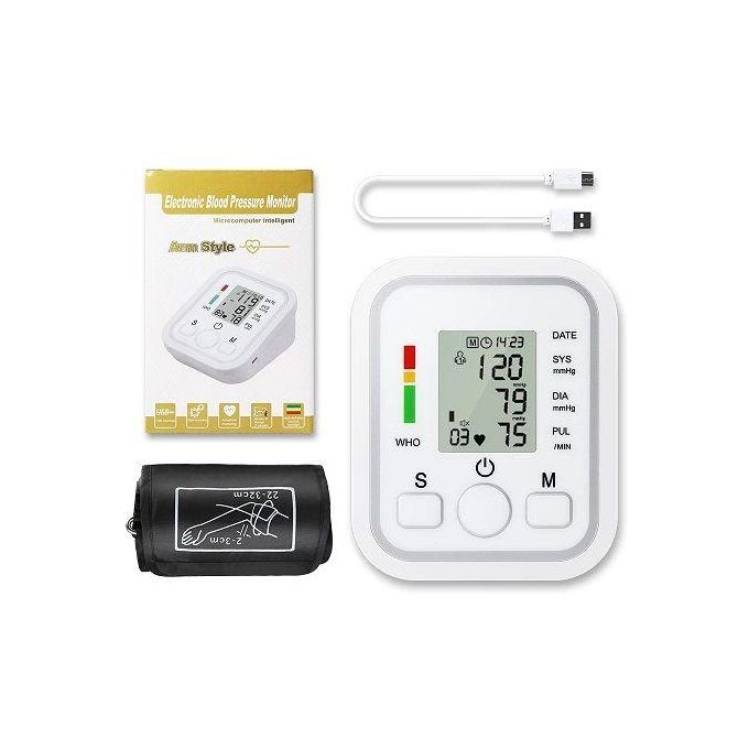 Electronic Digital Arm BP Blood Pressure Monitor Machine Heartbeat Pulse Meter Test Sphygmomanometer + USB cable/ Electronic Digital Arm BP Blood Pressure Monitor Machine Heartbeat Pulse Meter Test Sp