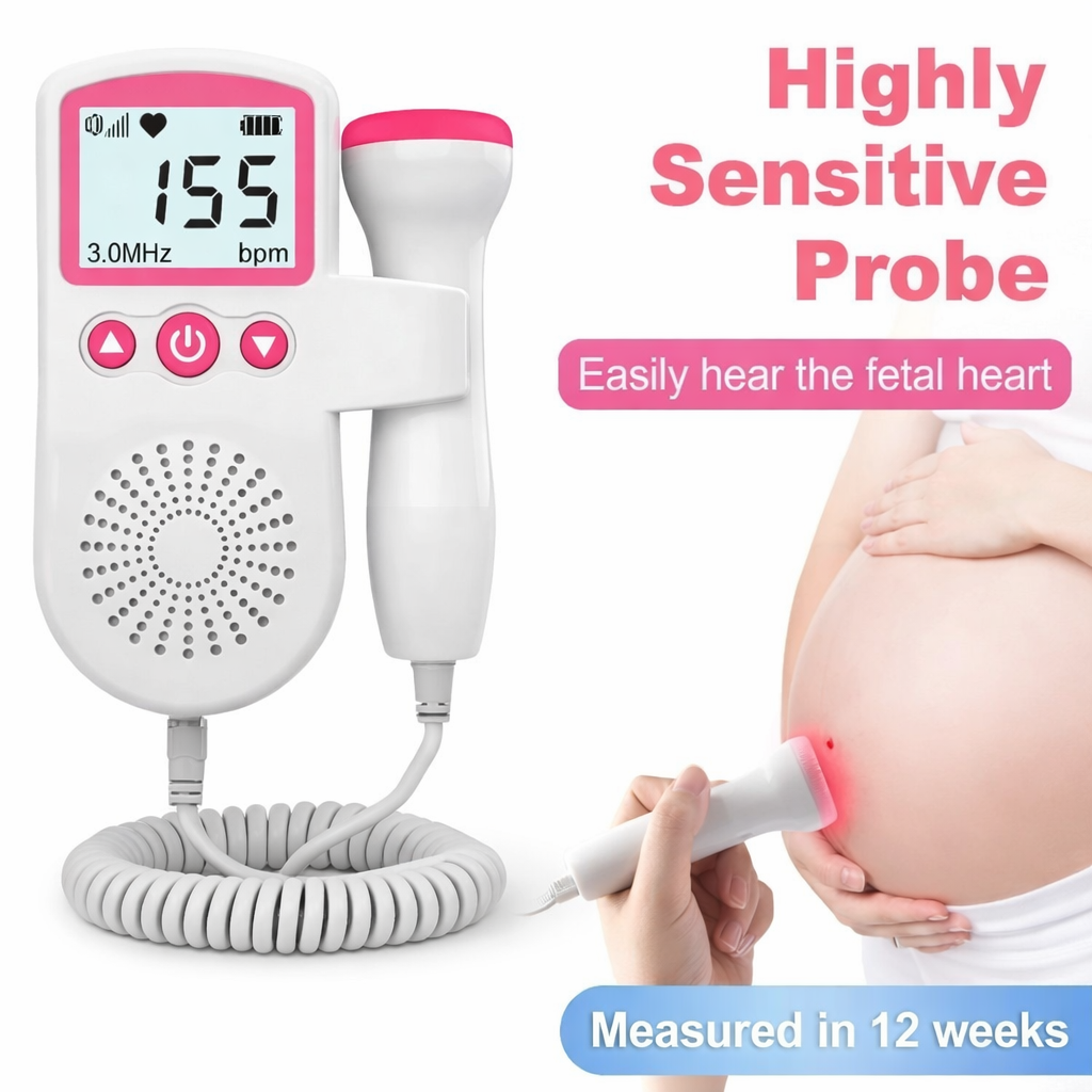 HANDHELD FETAL DOPPLER, BABY HEARTBEAT MONITOR, OR PRENATAL DOPPLER DEVICE, PARTICULARLY IN MEDICAL AND MATERNITY CARE