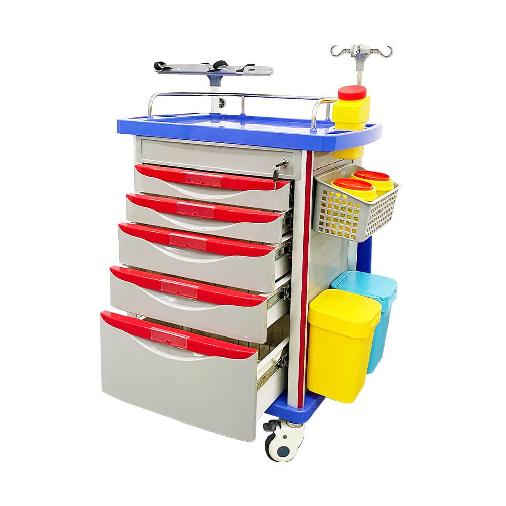 EMERGENCY CRASH CART. edical trolley designed to store, organize, and transport essential emergency drugs, equipment, and supplies required for life-saving interventions. It ensures rapid response dur