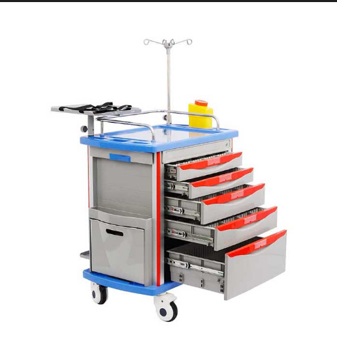 EMERGENCY CRASH CART. edical trolley designed to store, organize, and transport essential emergency drugs, equipment, and supplies required for life-saving interventions. It ensures rapid response dur