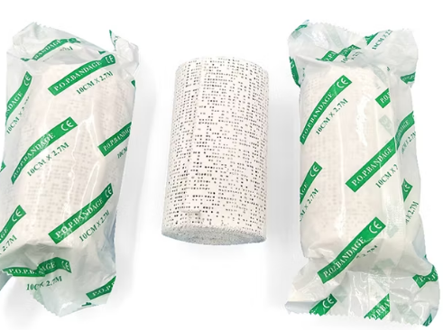 PLASTER OF PARIS (P.O.P.) BANDAGE ROLL 6″ (CHINA). high-quality orthopedic bandage used for immobilization and support of fractured or injured limbs. It is widely used in hospitals, clinics, and emerg