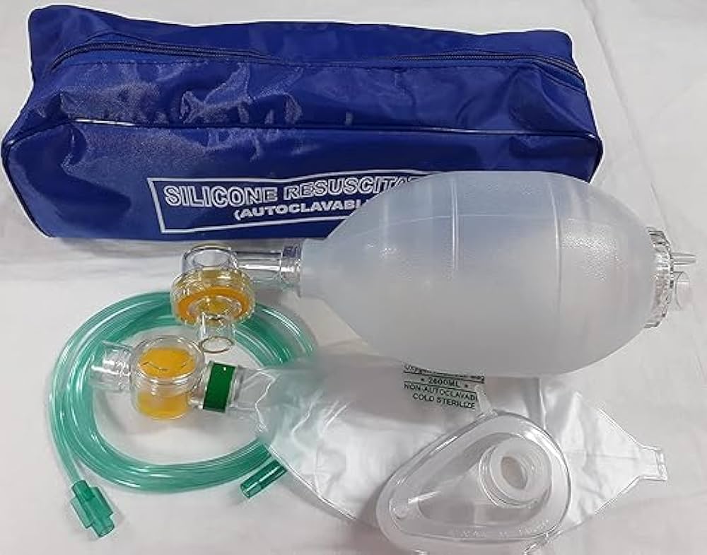 AMBU BAG ADULT. a manual resuscitator designed to provide positive pressure ventilation to adult patients who are not breathing adequately or have stopped breathing.