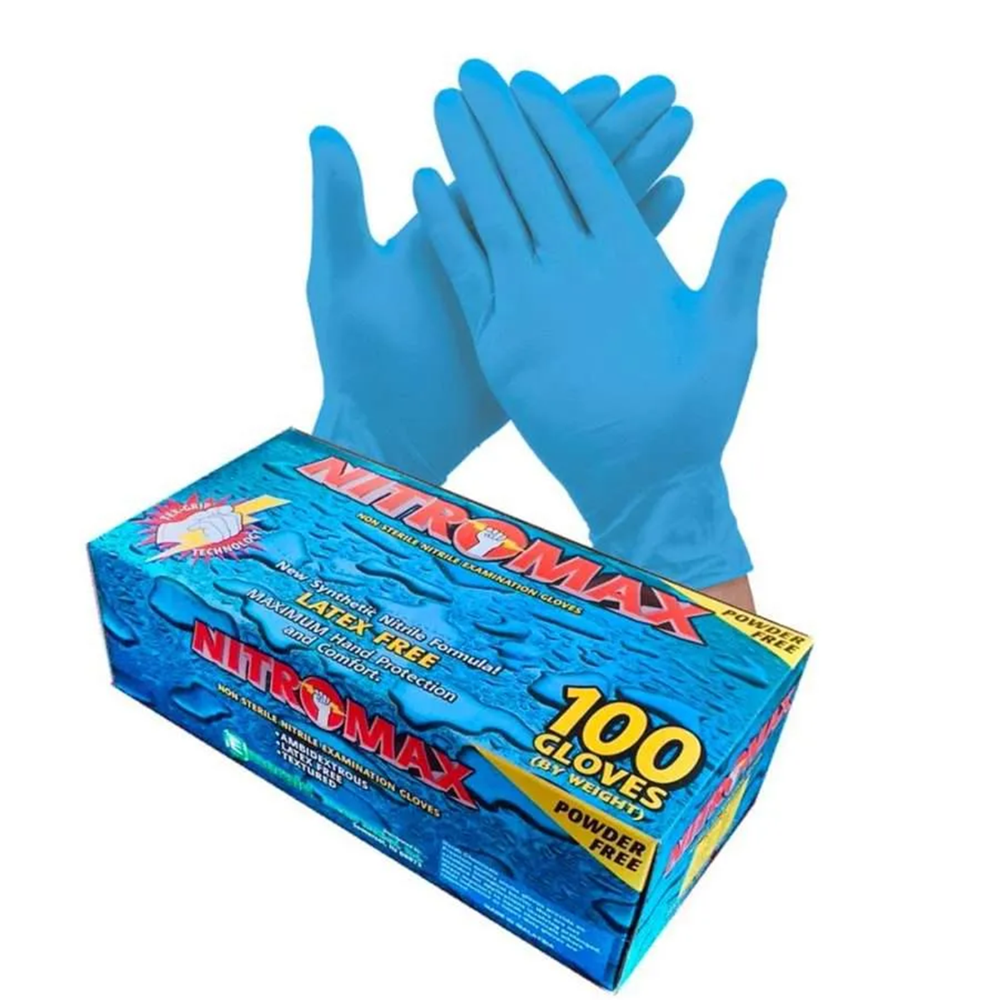 NITROMAX GLOVES (NON STERILE). Disposable protective gloves designed for routine medical examinations, laboratory work, cleaning, and general hygiene applications where sterility is not required.