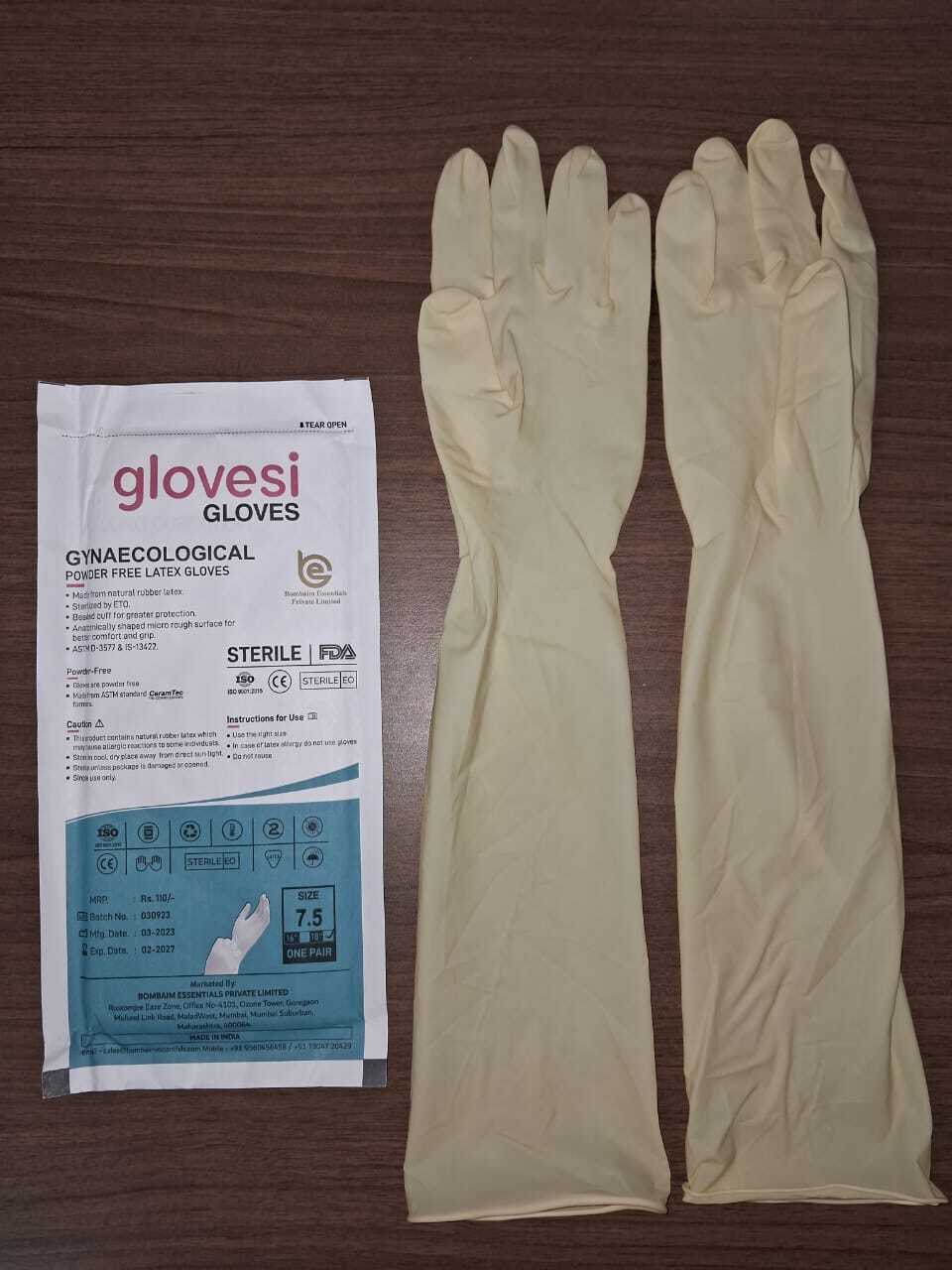 GYNECOLOGICAL GLOVES. long-cuff medical gloves designed to provide extended protection and hygiene during gynecological examinations, obstetric procedures, and maternity care.