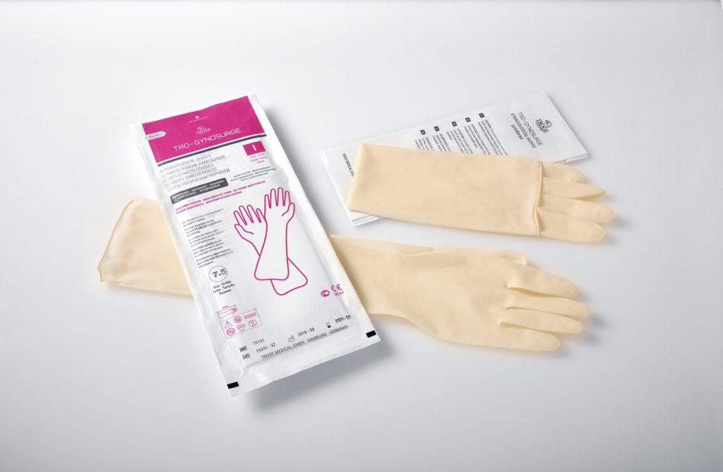 GYNECOLOGICAL GLOVES. long-cuff medical gloves designed to provide extended protection and hygiene during gynecological examinations, obstetric procedures, and maternity care.