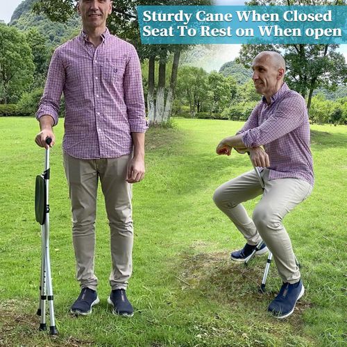 Portable Adjustable Folding Walking Cane with Seat Allows Durability While Walking and Convenience for Sitting, Alloy Crutch Chair, Anti-Slip Lightweight Walking Stick for Seniors
Portable Adjustable