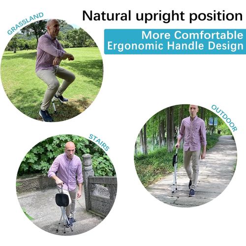 Portable Adjustable Folding Walking Cane with Seat Allows Durability While Walking and Convenience for Sitting, Alloy Crutch Chair, Anti-Slip Lightweight Walking Stick for Seniors
Portable Adjustable